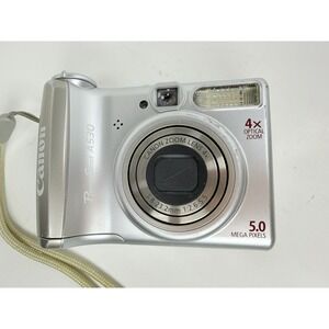 Canon PowerShot A530 5MP 4X Optical Zoom Digital Camera Silver Tested Working